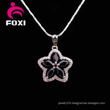 Flower Shape Black Stone Jewellery Necklace